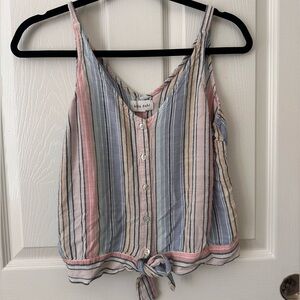 Striped Button-Down Tank Top